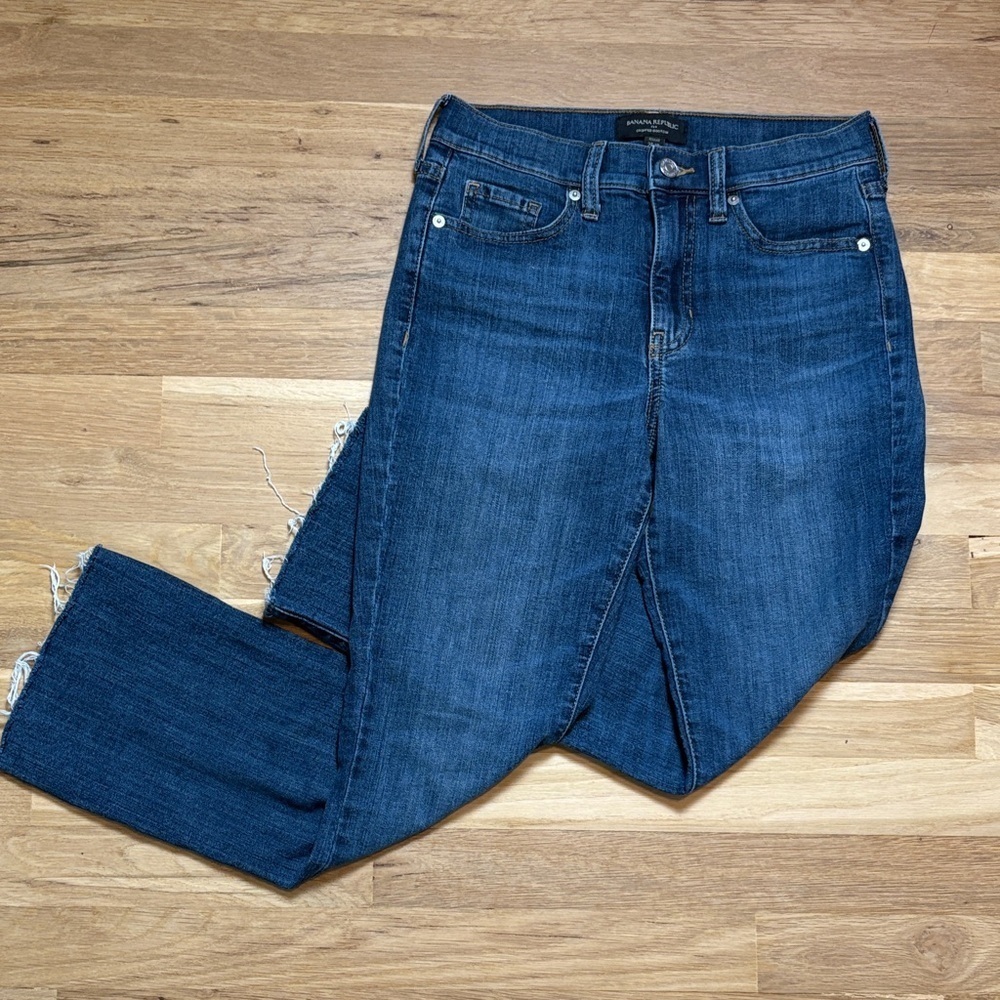Banana Republic Dark Blue Wash Cropped Bootcut Denim Jeans Women’s 25/0